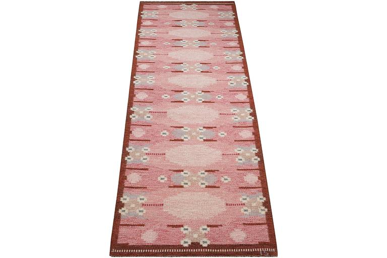 Ingegerd Silow, a flat weave runner carpet, signed IS, c. 355 x 85 cm.