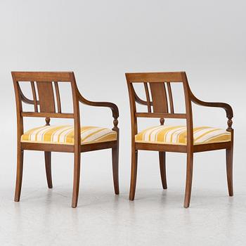 Karmstolar, ett par, empire, Sydsverige, 1800-talets första hälft.