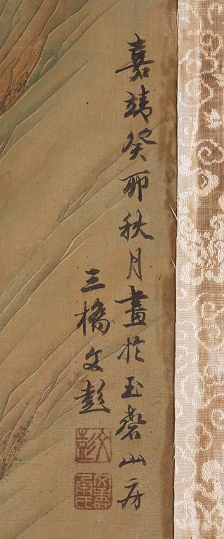 MÅLNING, flodlandskap i Wen Pengs (1498-1573) stil, Qingdynastin, 1800-tal.