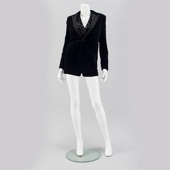 YVES SAINT LAURENT, smoking, shorts samt väst, fransk storlek 40.