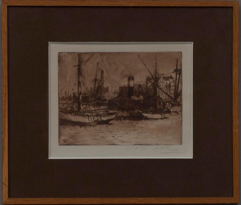 ALFRED WILLIAM FINCH, etsning, Ex: No 65, sign.