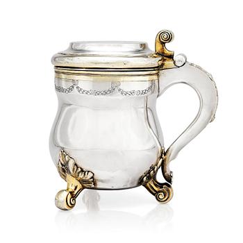 157. A Swedish 18th century parcel-gilt silver tankard, mark of Carl Klingwall, Västerås 1785.