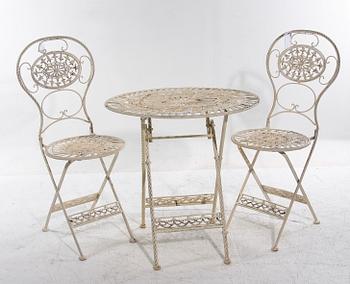 TRÄDGÅRDSMÖBLER, 3 delar, metall, 1900-tal.