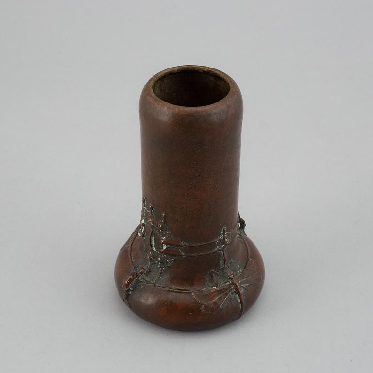 A Hugo Elmqvist Art Nouveau patinated bronze vase, by Elsa Kock, Stockholm, early 1900's.