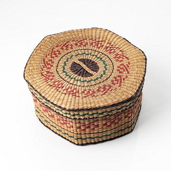 A six part red yixing Gongfu set; teapot, four cups and a tray, China, 1980s.