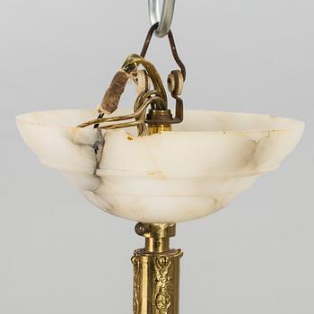 A ALABASTER JUGEND CEILING LAMP.