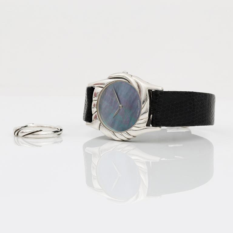 ARMBANDSUR, dam, silver med tillhörande ring Ole Kortzau, Georg Jensen, numrerad 43234.