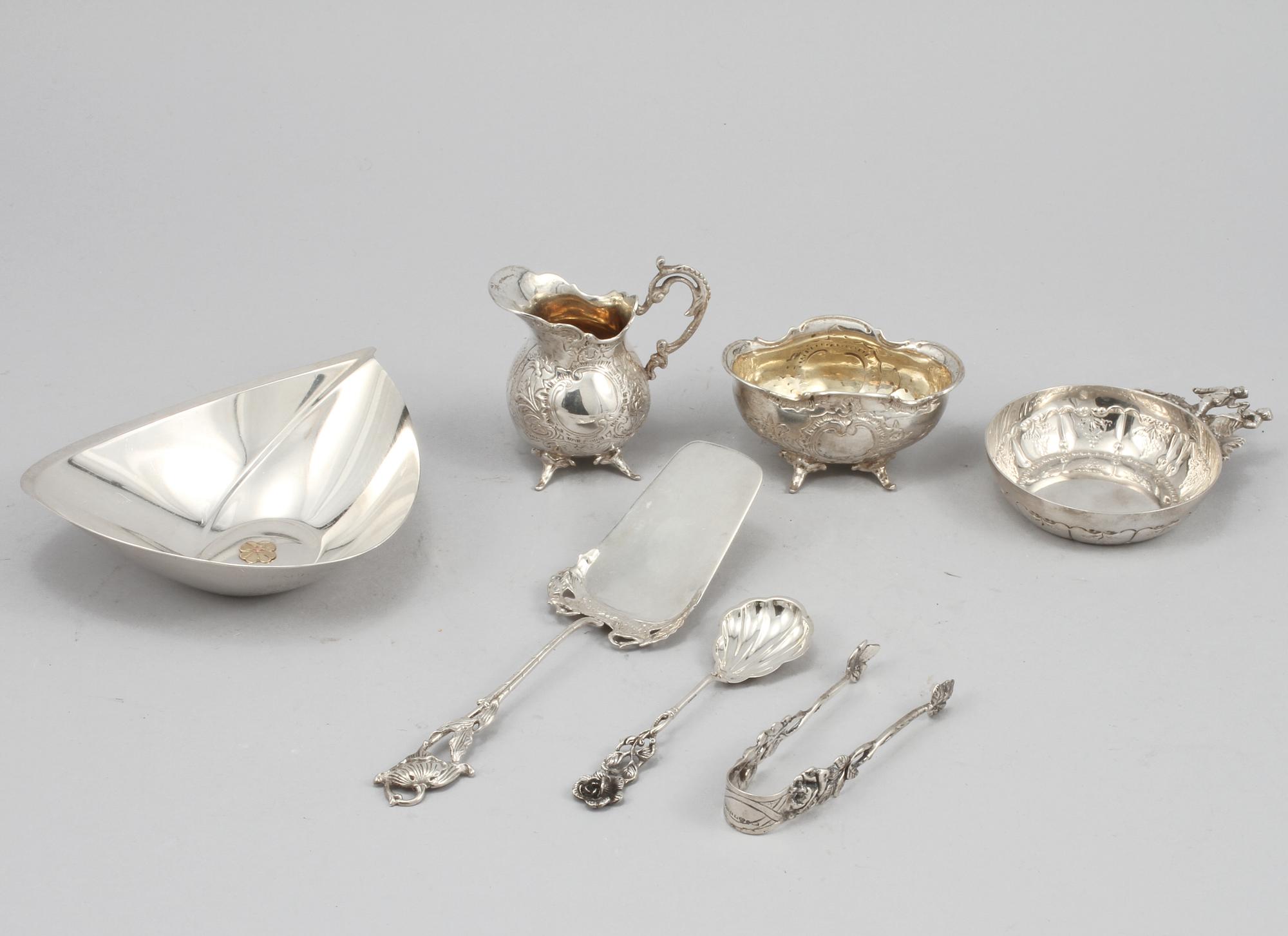 PARTI SILVER, 7 delar, 1900-tal, vikt 420 gram.