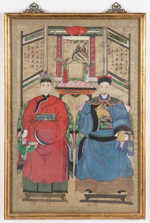 A well painted Chinese ancestral portrait, 20th century.