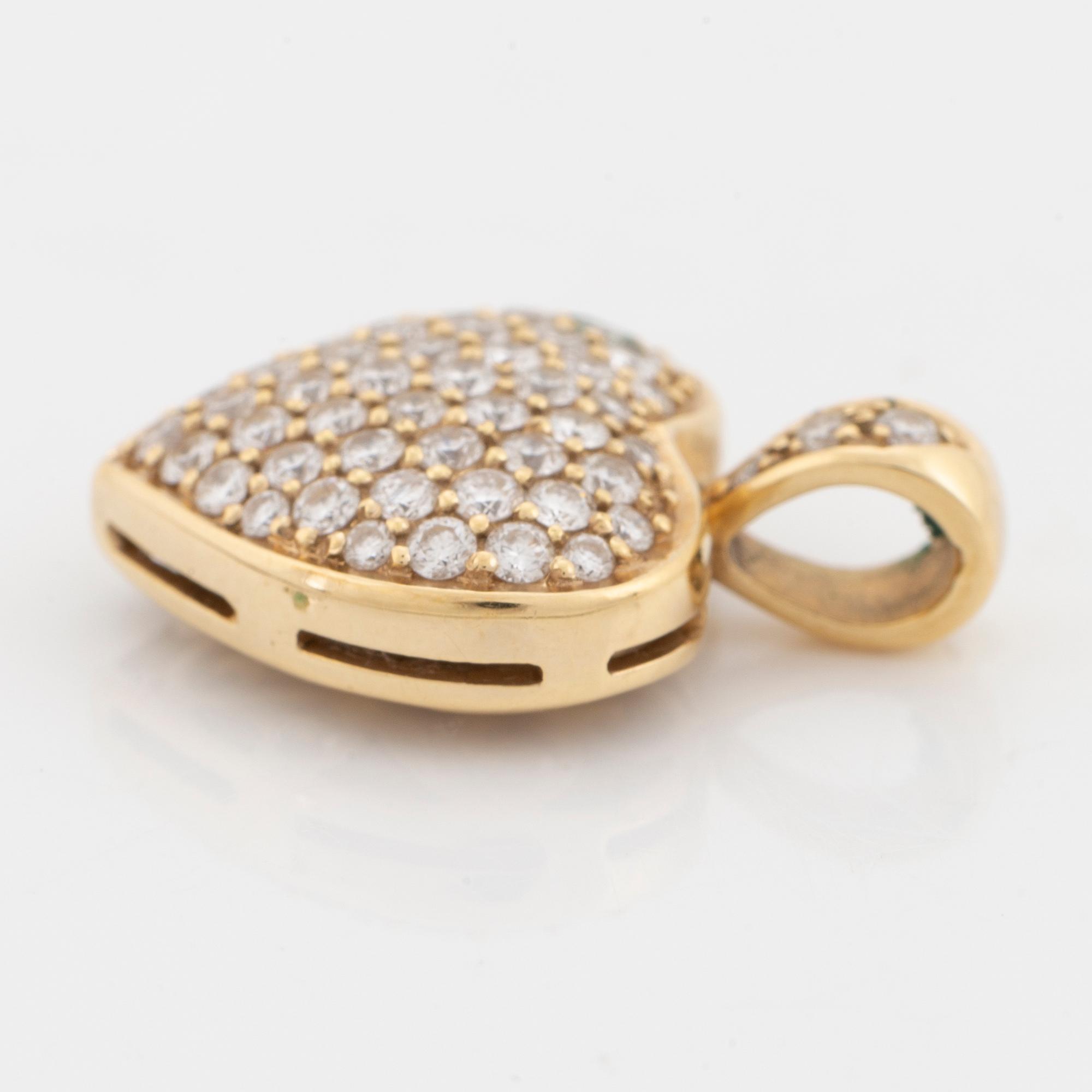 Hänge, guldhjärta med briljantslipade diamanter.