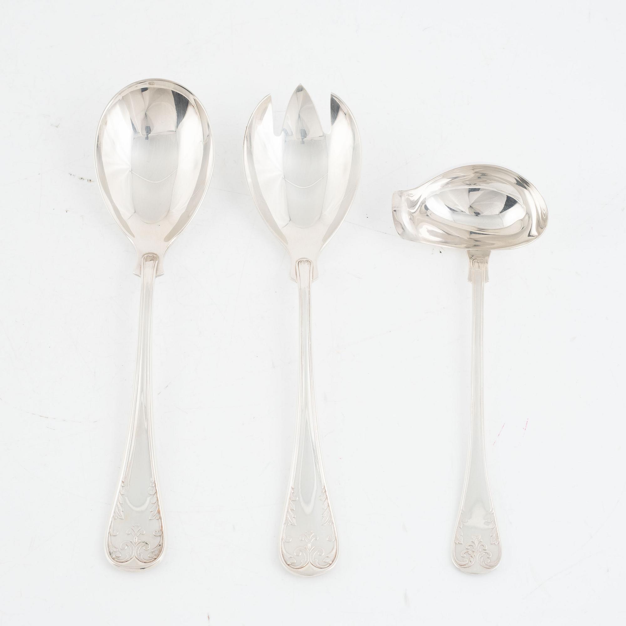 A 51-piece silver flat wear set, "Gammal Fransk", GAB, Sweden, 1993-2000.