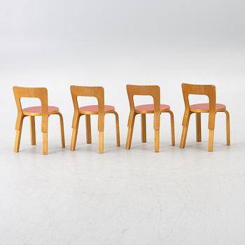 Alvar Aalto, a set of four model N65 children's chairs with table, Artek, Finland.