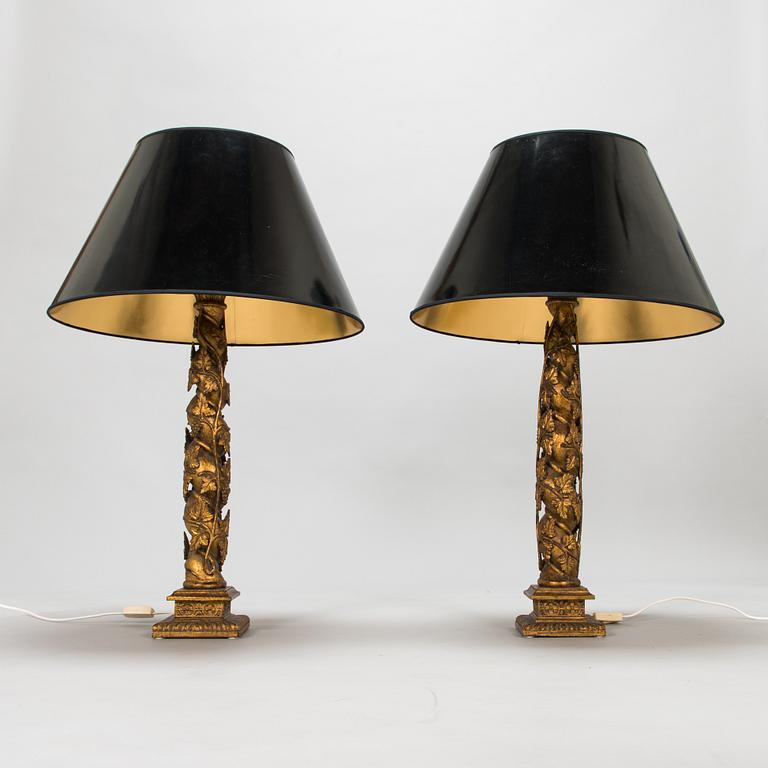A pair of table lamps, late 20th century.
