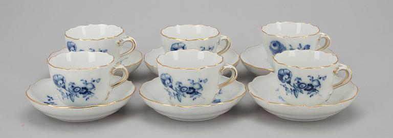 KOPPAR med FAT, 6 par, Meissen stämpel 1934-72.