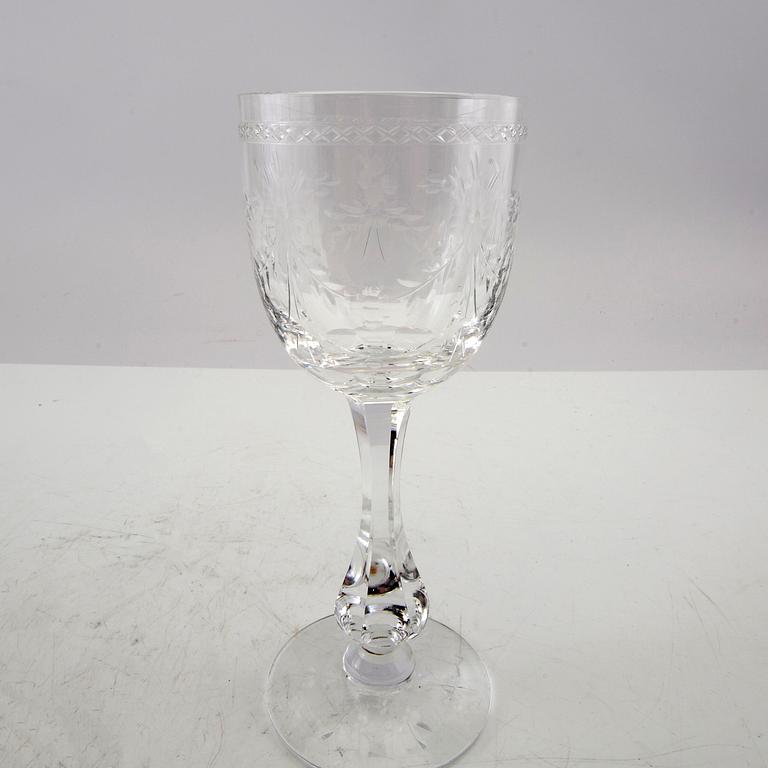 Fritz Kallenberg wine glasses, 8 pcs "Mac Guirlang", Kosta, mid-20th century.