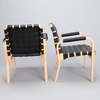 ALVAR AALTO, two late 20th century '45' armchairs for Artek.