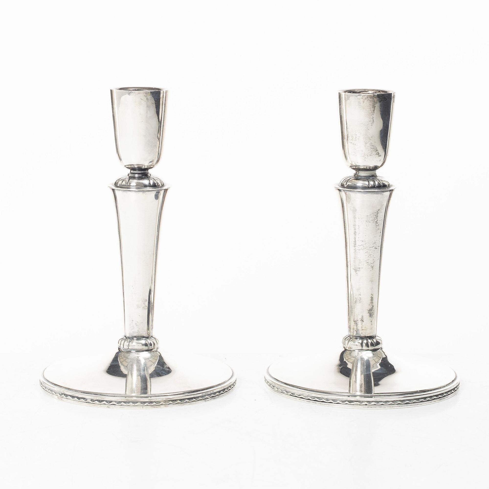 Eric Råström, Candlesticks, a pair, silver, Stockholm 1957.