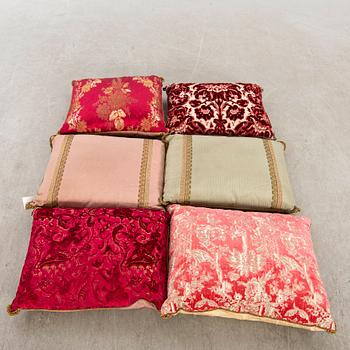 A set of six 20th century first half pillows from Luigi Bevilaqua and Rubelli, Venice Italy.