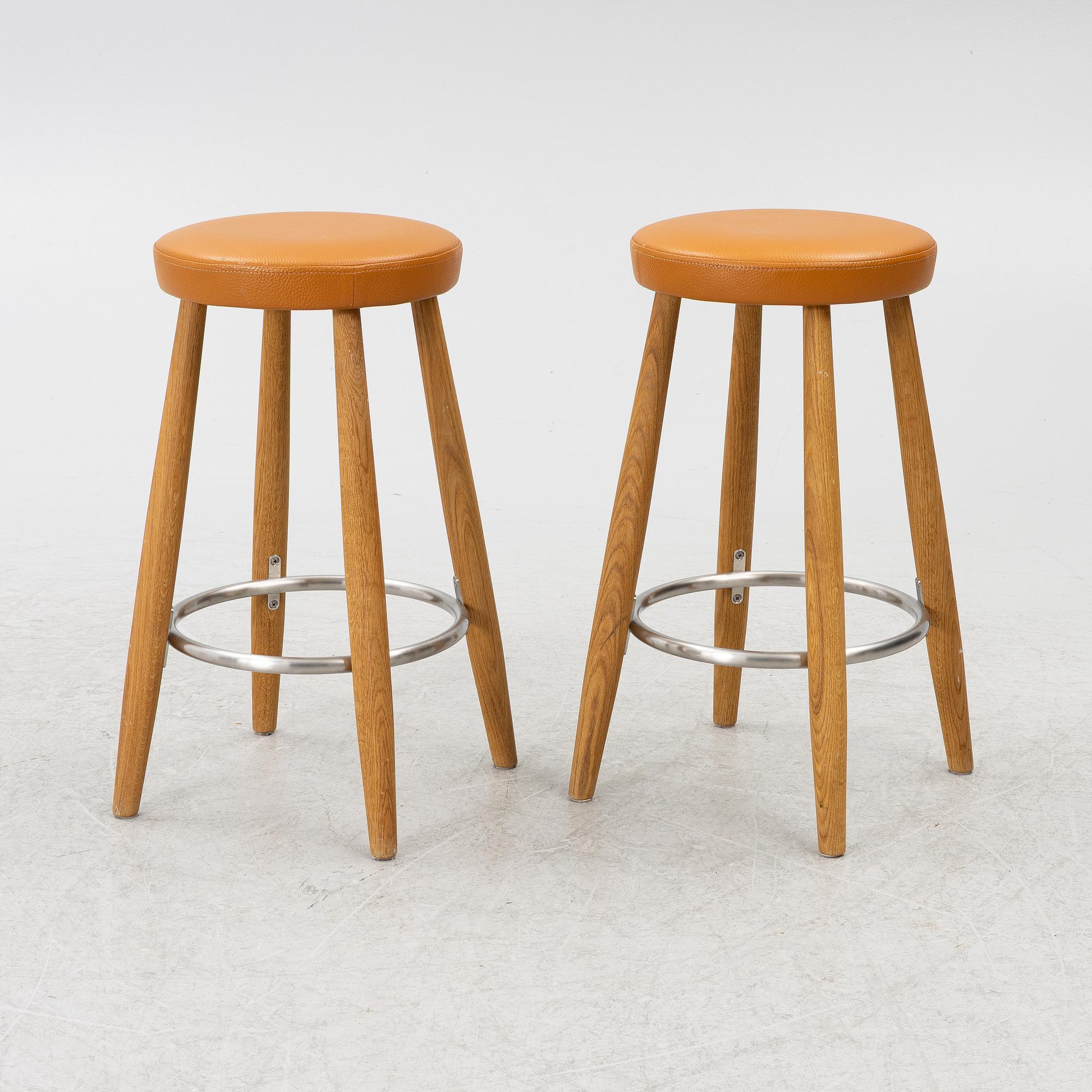 Hans J. Wegner, a pair of 'CH56' bar stools, Carl Hansen & Son, Denmark, 21st century.