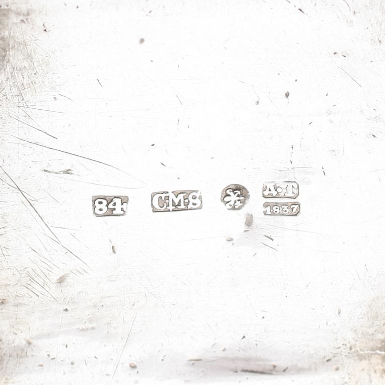 SALTKAR, 4 st, silver, Ryssland, 1825/1837/1839, en med otydliga stämplar. Vikt ca 184 g.