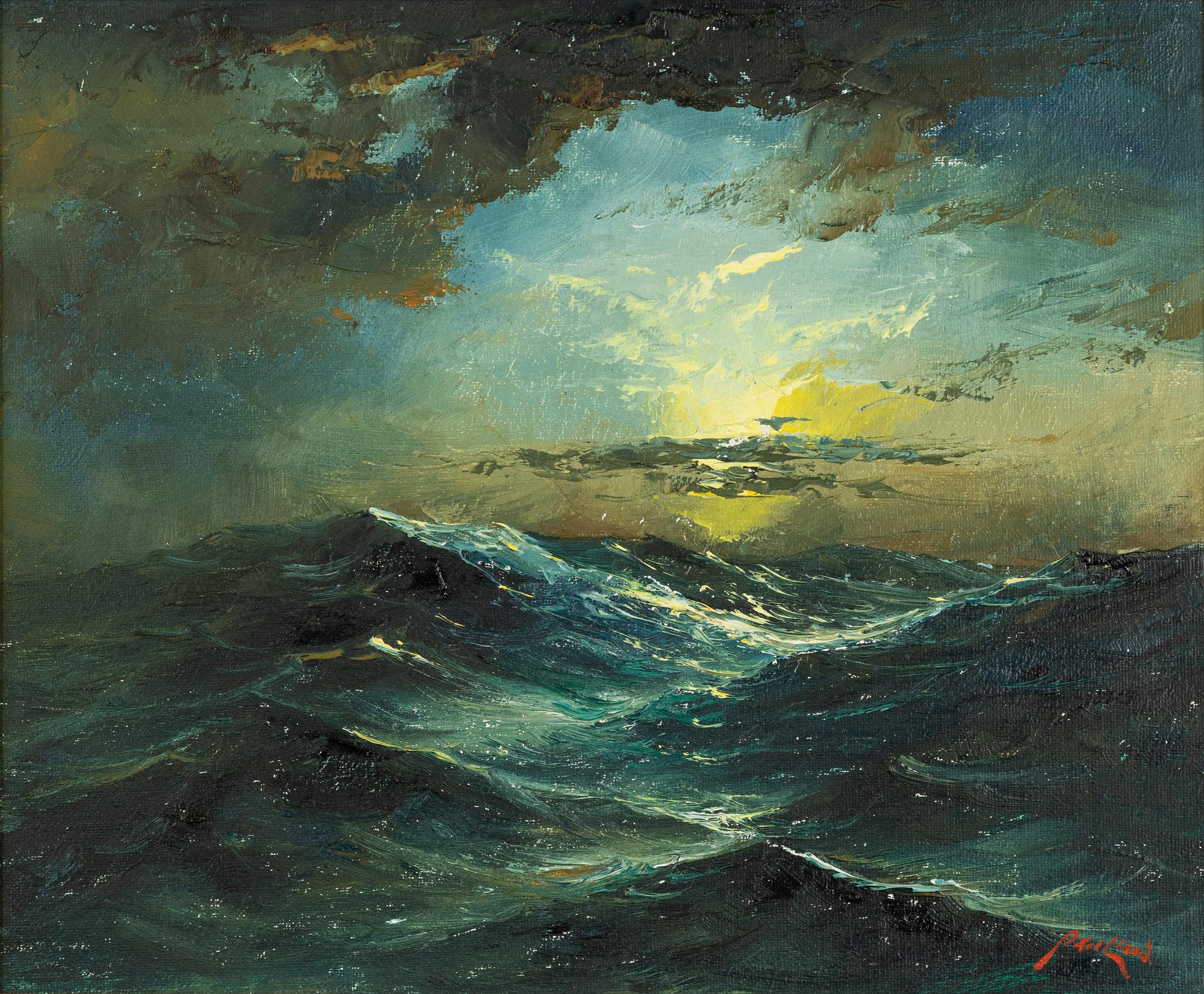 Axel Lind, Stormy Sea in Moonlight.