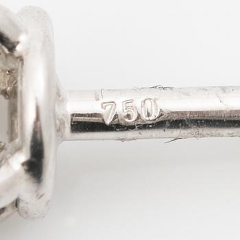 Earrings, a pair, 18K white gold with cushion-cut diamonds totalling 1.00 ct.