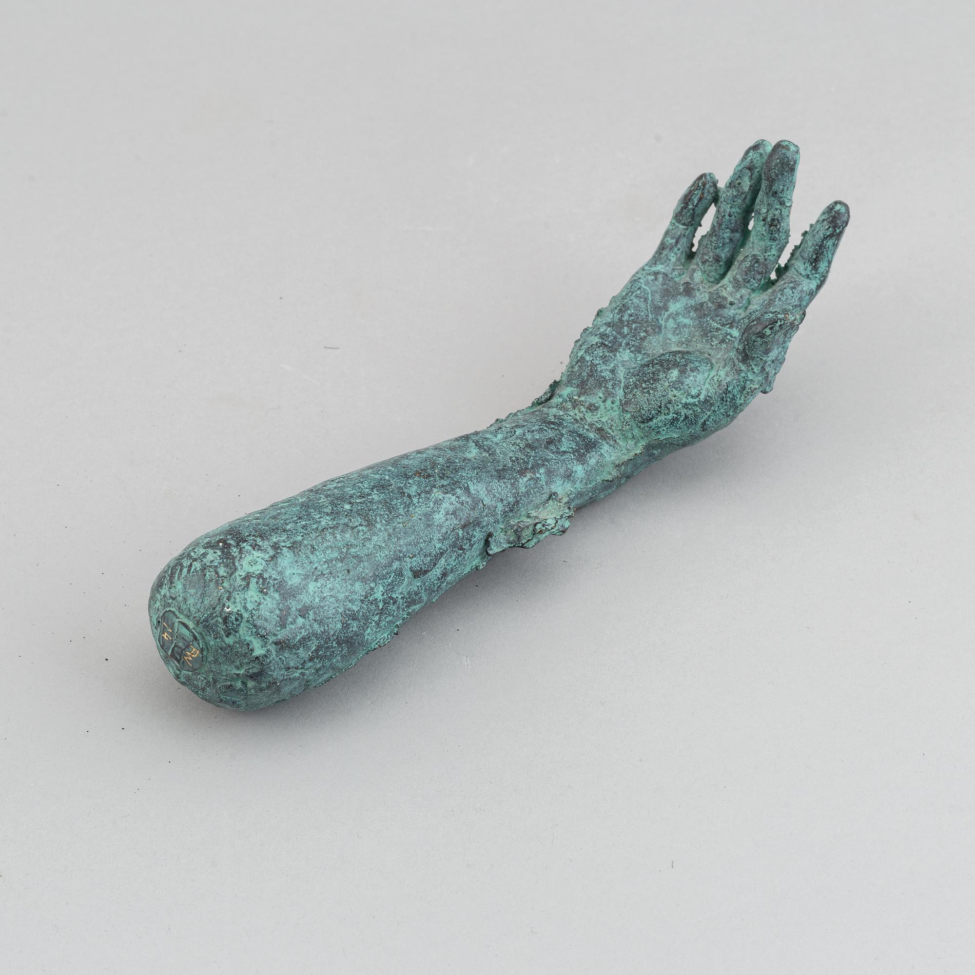 Fredrik Wretman, skulptur, grönpatinerad brons, unik, signerad och daterad -14.