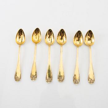 Lars Larsson & Co Spoons 18 pcs "Old French" gilded silver Gothenburg 1867.