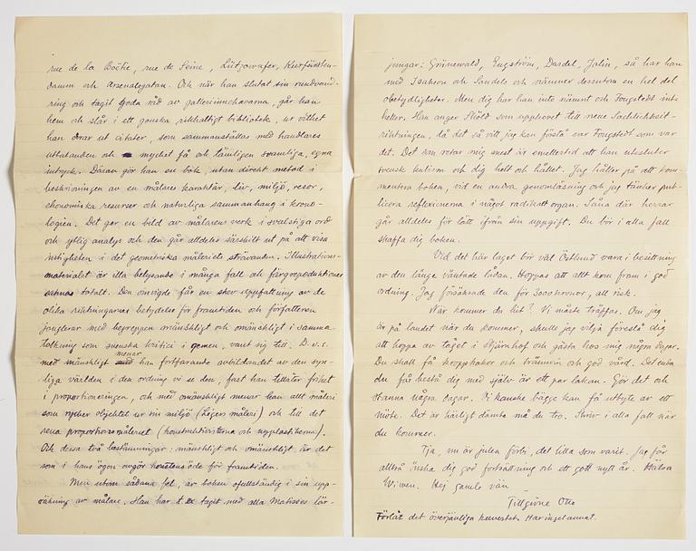 LETTER from Otto G. Carlsund to GAN (Gösta Adrian-Nilsson) in Lund, dated Stockholm 26.12.(19)30.