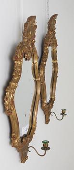 SPEGELLAMPETTER, ett par, rokokostil, prov; Bofors herrgård.