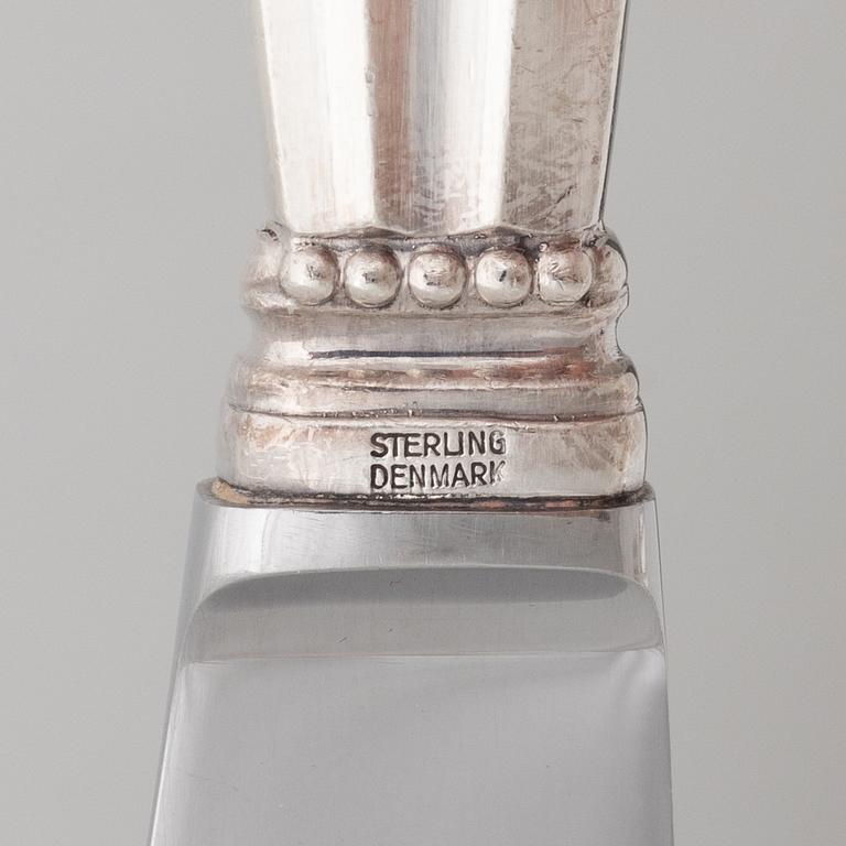 Georg Jensen, Knivar, 10 st, sterling silver, modell "Konge/Acorn", design Johan Rodhe, Danmark efter 1945.