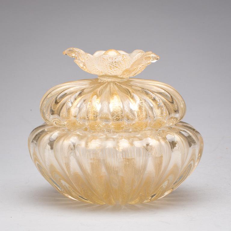 SKÅL MED LOCK, glas. Murano, 1900-talets mitt.