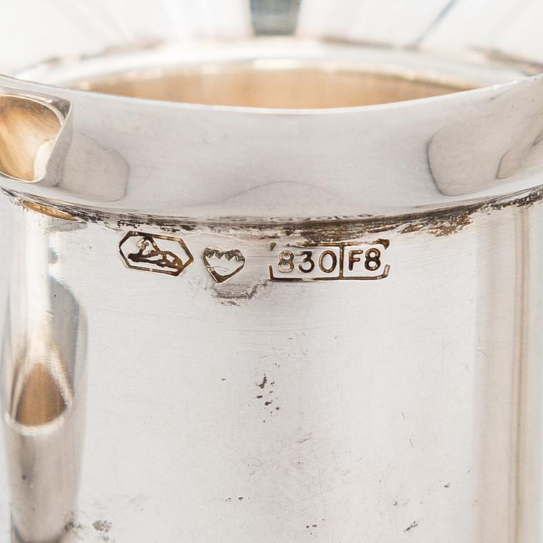 A set of four spirit measuring cups in silver (830), Kultakeskus, Hämeenlinna 1983.
