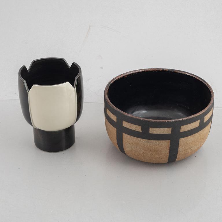 Margareta Hennix, a stoneware vase and bowl, Gustavsberg.
