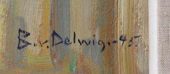 OKÄND KONSTNÄR, olja på pannå, sign Delwig.