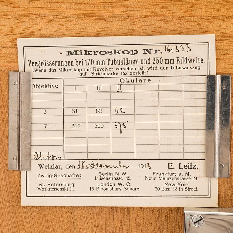 Mikroskooppi, nro 161333, Ernst Leitz Wetzlar, Berliini, 1913.