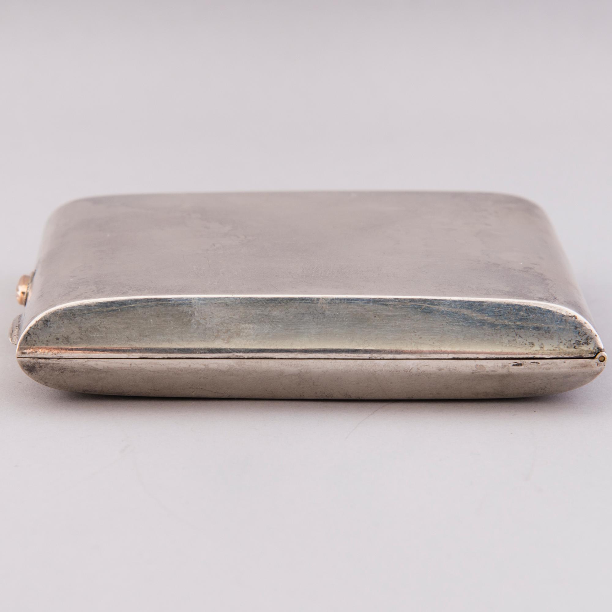 CIGARETTE CASE, silver, Auran kultaseppä, Turku 1951 and CUFFLINKS, silver, Japan late 19th century.