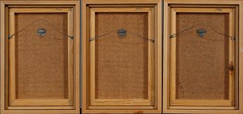 UNO SVENSSON, triptyk, blandteknik, monogramsignerade och daterade 1992 a tergo.