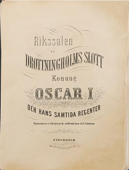 PLANSCHER, 9 st, "Konung Oscar I och hans samtida regenter". Utförda hos A.J Salmson, omkring 1859.