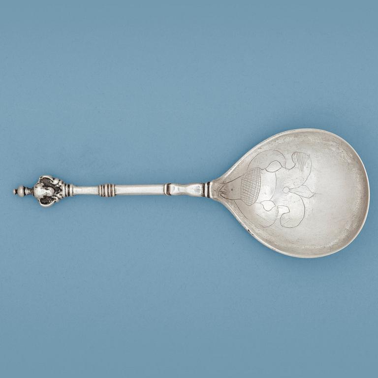 A Swedish early 18th century silver spoon, possibly marks of Thomas Upström, Uppsala 1705.