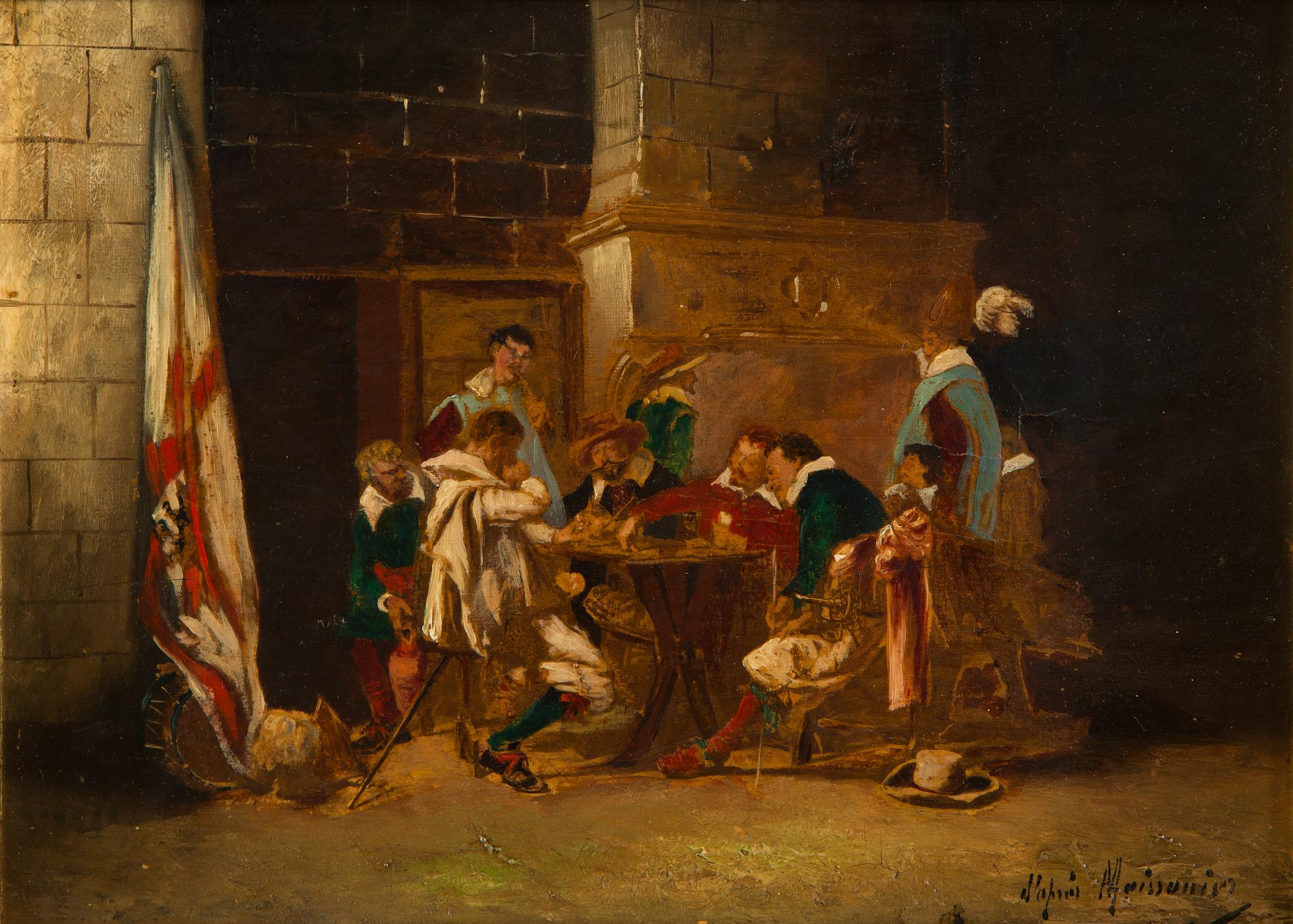 Ernest Meissonier, kopia efter, Kortspelsscen.