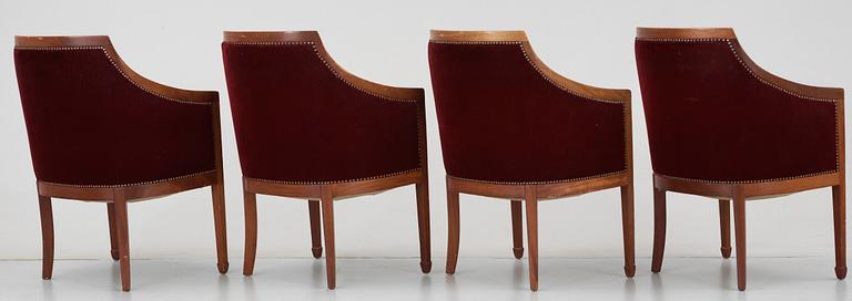 FÅTÖLJER, 4 st, Nordiska Kompaniet, 1900-talets mitt.