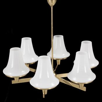 HANS-AGNE JAKOBSSON, a brass ceiling lamp, 1970's.