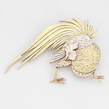 WIWEN NILSSON, a gilt sterling silver brooch of a rooster, Lund 1965, nr 11.
