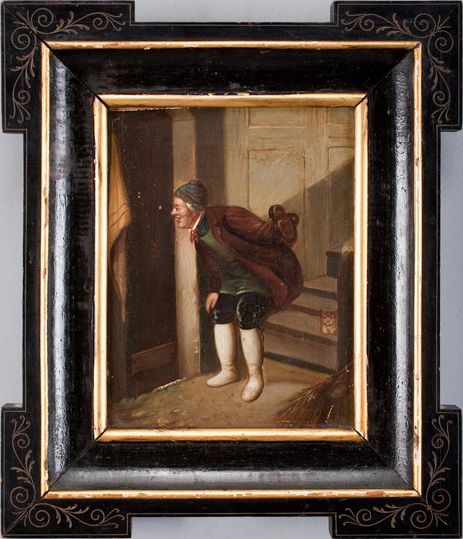 OKÄND KONSTNÄR, olja på plåt. 1800-tal.