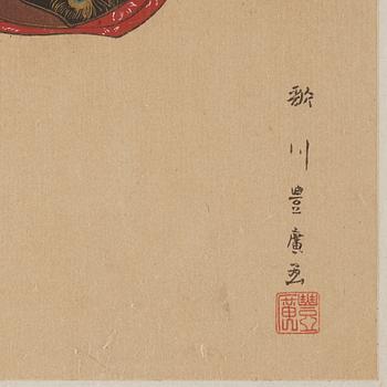 UTAGAWA TOYOHARU (1735–1814), efter, färgträsnitt. Japan, troligen 1900-tal.