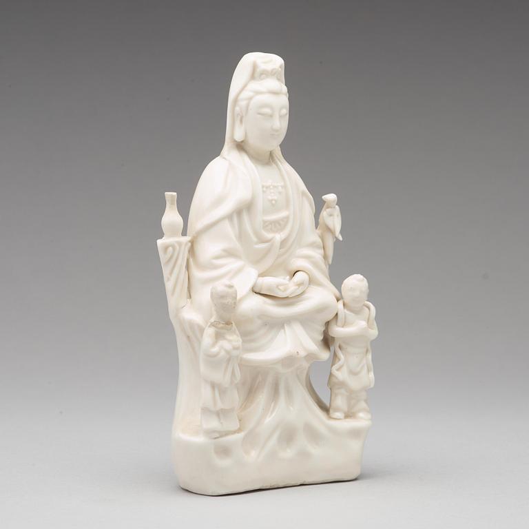 A blanc de chine figure of Guanyin, Qing dynasty, 18th  Century.