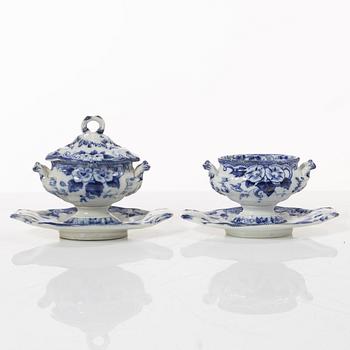 A 42 piece earthenware dinner service, 'Flora', Creil Montereau, France, late 19th Century.