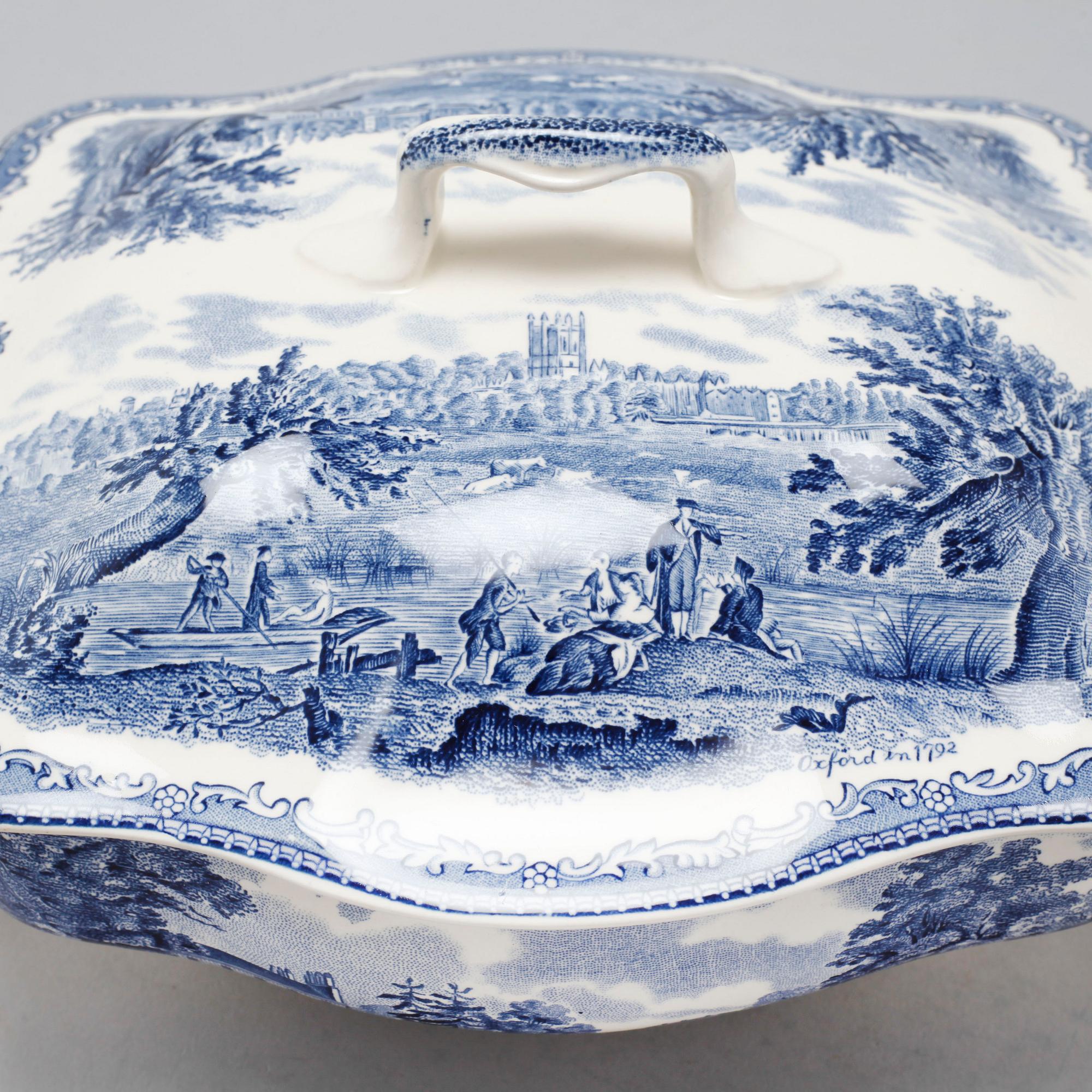 64 pieces of earthenware tableware, model "Old Britain Castles" by Johnson Bros, England, first half of the 20th century.