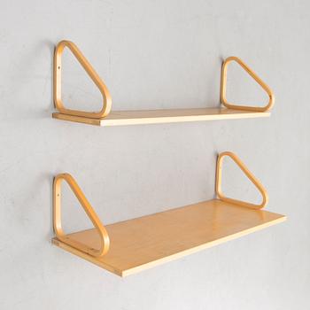 ALVAR AALTO, VÄGGHYLLOR, 2 st, 112A och 112B Artek, 1900-talets slut.